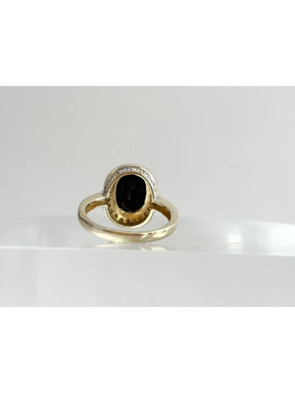 Jumbo Black Onyx Vermeil Gold Overlay Sterling Silver 925 Vintage Ring - sz 10